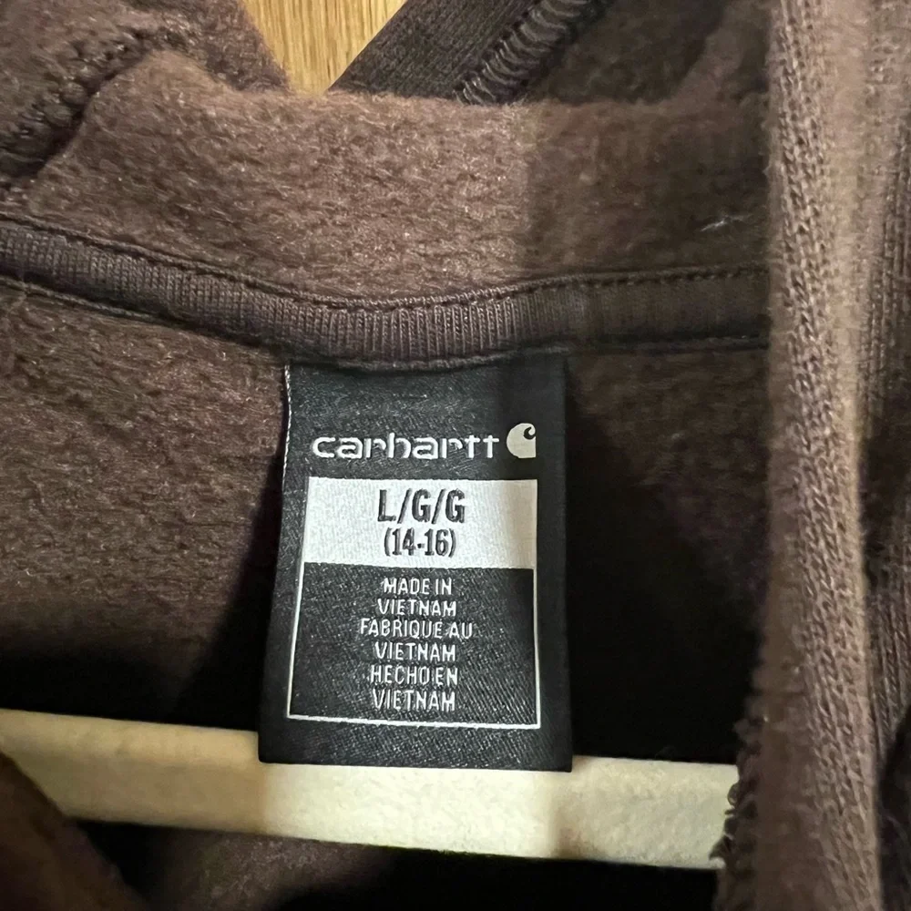 Carhartt Camo Logo Hooded Sweatshirt Brown Size Large 14/16 Outdoor